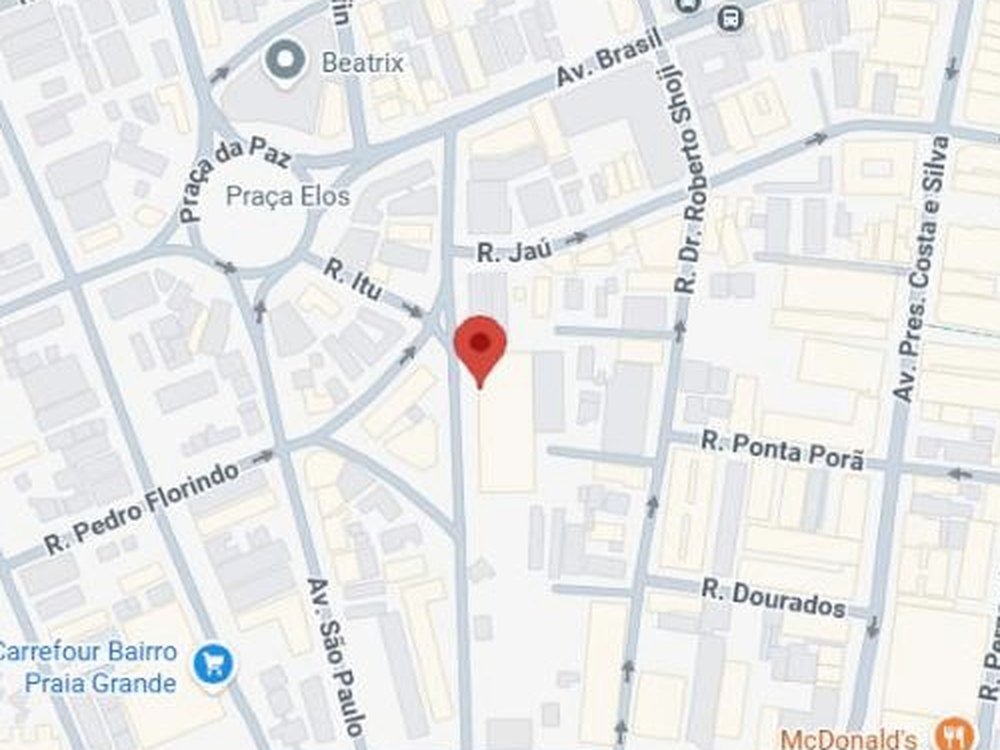 Mapa do Boqueirão, em Praia Grande, com a localização do consultório da Dra. Hanna Chites